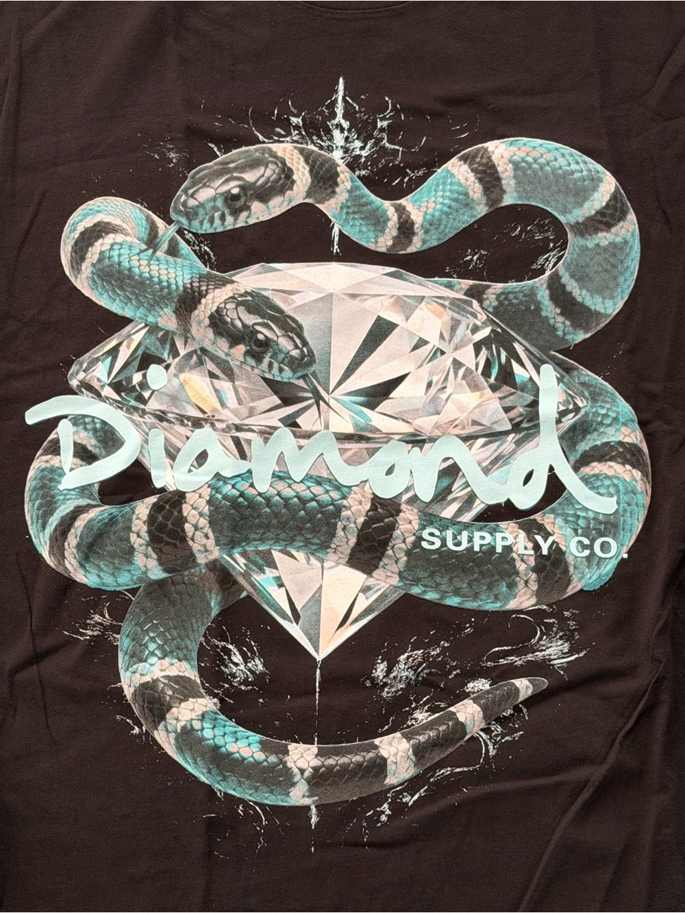 Diamond Supply Co. Teal and Black Snake Diamond Graphic Tee